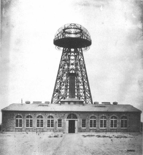 Nikola Tesla and His Vision of Earth as a Conductor (Retrieved from http://www.sftesla.org/images/Tesla_Broadcast_Tower.JPG
Previously published in Arthur B. Reeve, "Tesla and his Wireless Age" in Popular Electricity magazine, Popular Electricity Publishing Co., Chicago, Vol. 4, No. 2, June 1911, p. 97, Public domain)